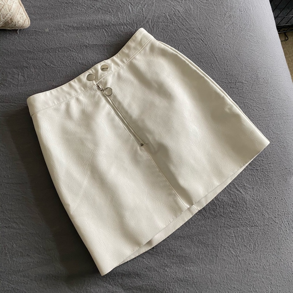 White Pleather Mini Skirt